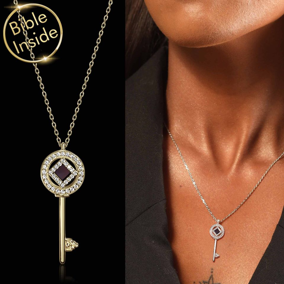 Bible Jewels Key Pendant With Entire New Testament Inside by My Nano Jewelry